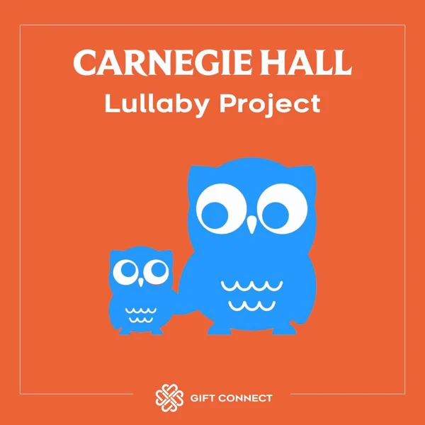Carnegie Hall - Lullaby Project graphic with two owls on it.