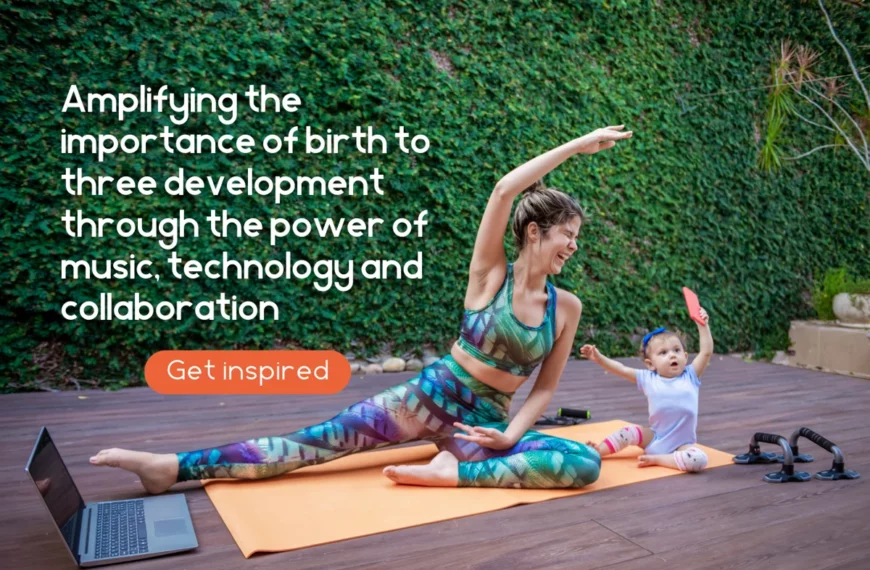Amplifying the importance of birth to three development through the powerof music, technology and collaboration. Get inspired. Email Header image with mother and baby doing yoga.