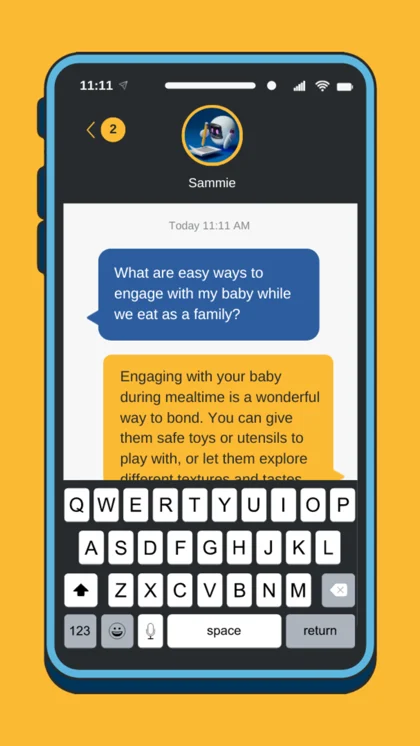 Example of Sammie, GIFT CONNECT's new Personal Parenting Assistant