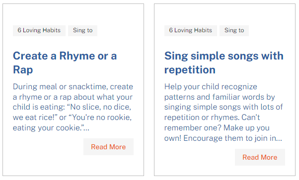 Examples of singing to a child