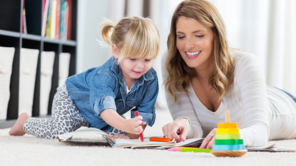 Proof: An image of a young mom coloring with her young daughter.